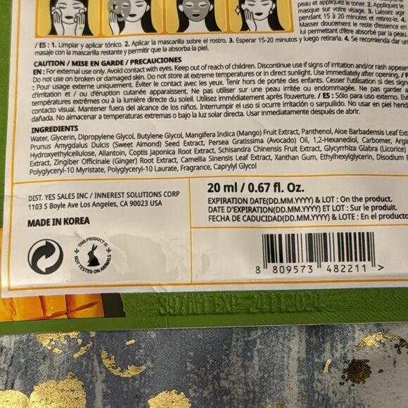 Pick Up & Go Fruity mango and orange Facial Mask NEW 20ML / 0.67 FL OZ - Picture 11 of 11